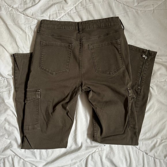 R JEANS - Green High Rise Skinny Jeans - Cargo Pants - Size 28 (8 US) - Picture 2 of 8